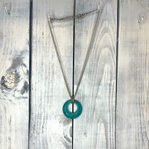Fuax turquoise hoop necklace